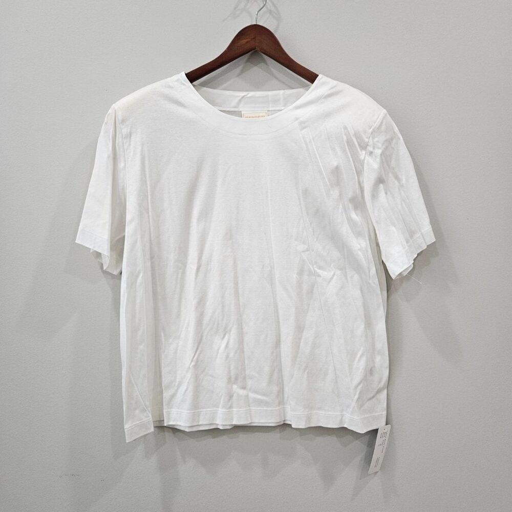 Geiger Collections White 100% Cotton Crewneck Tee Blouse Womens Sz 50 Austria